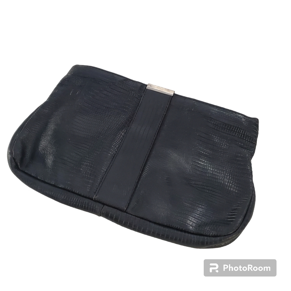 Vintage Talon Black Leather Large Clutch